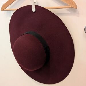 H&M Maroon Widebrim Hat, Size Medium